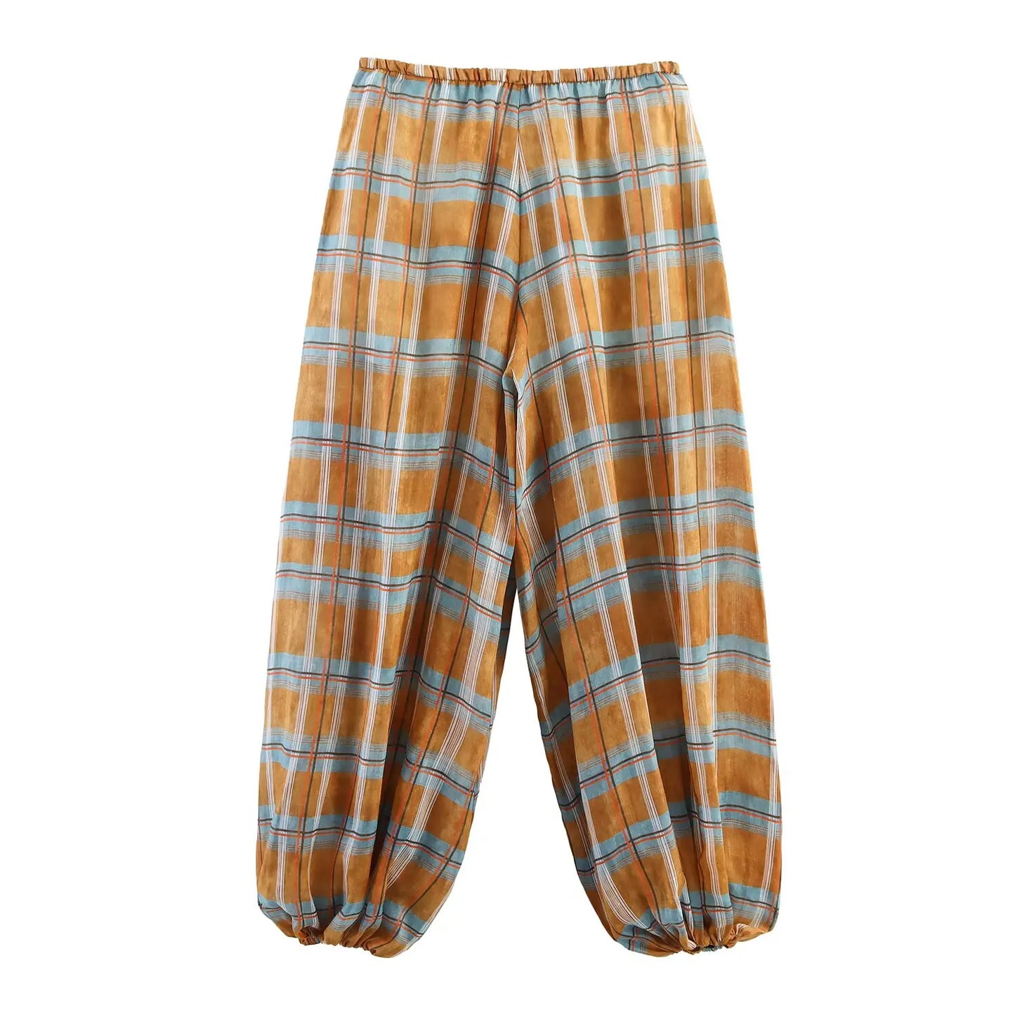 Casual Chic Lantern Pants Women Pants Side Pockets Long Straight Loose Pants Fashion 2025 Autumn Printed Trousers