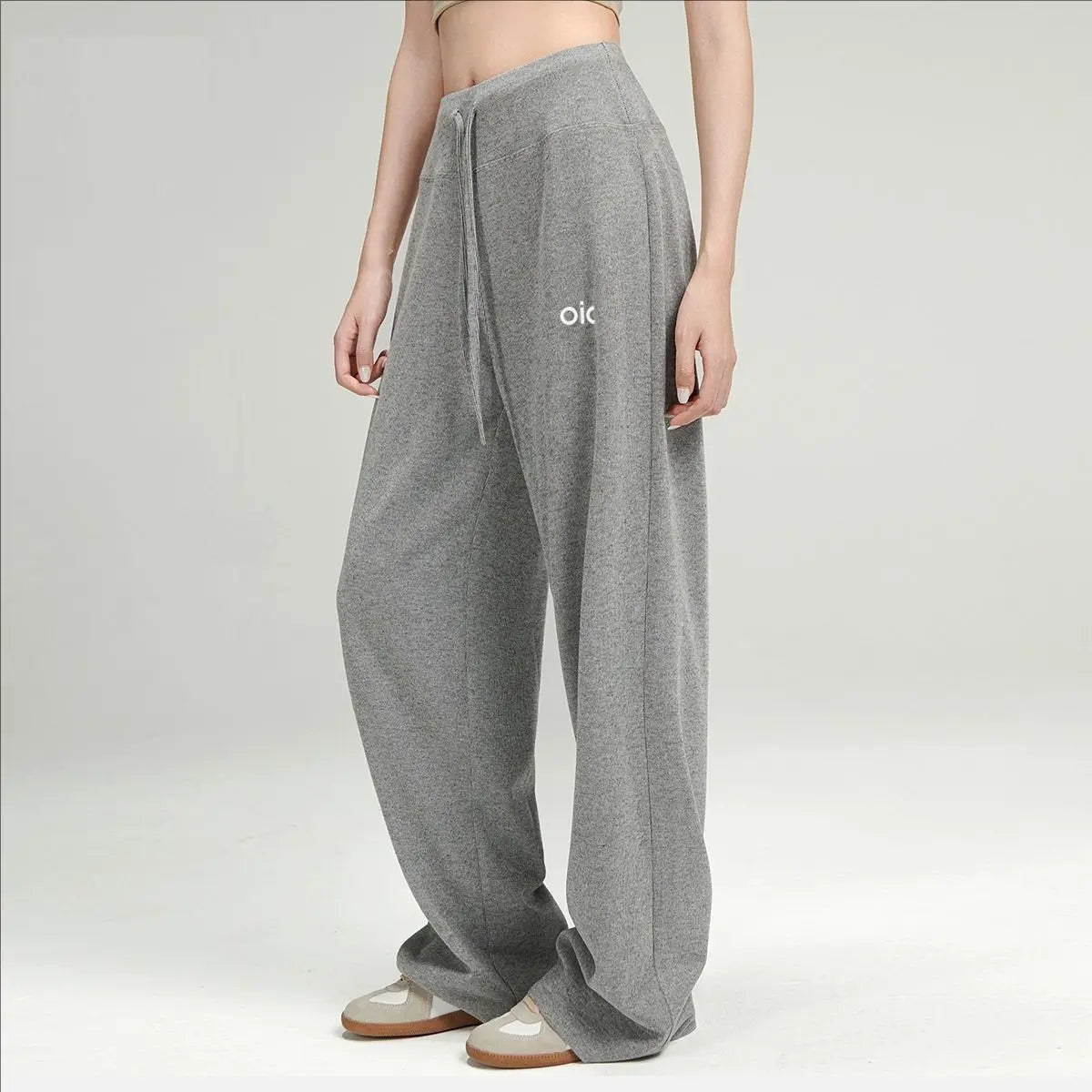 Fashionable Gray Sports Pants New High-waist Loose Casual Sweatpants Spring and Autumn Trendy Work Clothes Wide-leg Pants