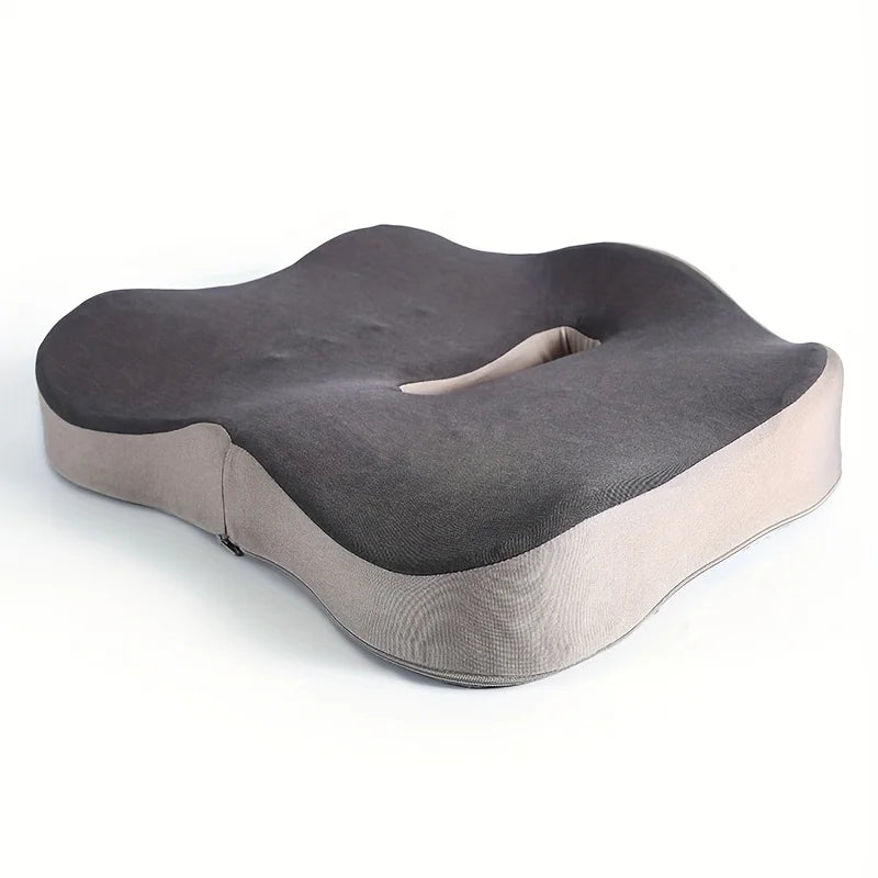 1pc Memory Foam Seat Cushion - 3D Ergonomic Support| Light Green & Grey, Washable Polyester, Car/Office Essentials Home Decor