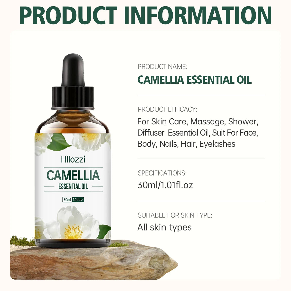 Camellia Oil Essential - Pure Natural Moisturizer for Face & Hair, Hydrating, Non - Greasy Multifunctional essential oil for all