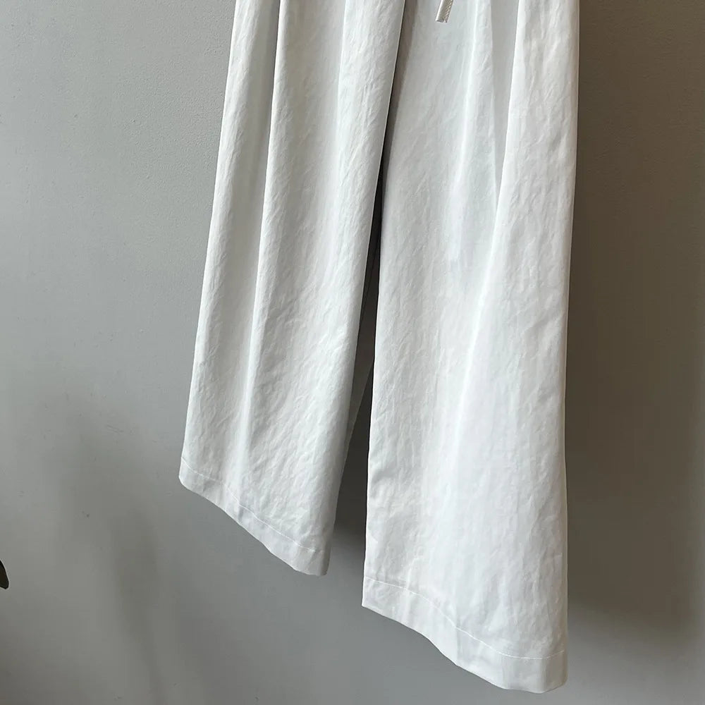 2024 Women Casual Wide Leg High Waist Pants Fashion Clothes Black Brown Pants Female Trousers