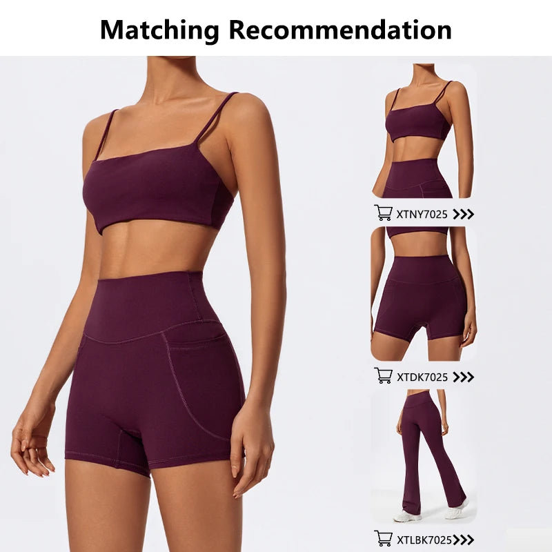 Ctenkevet Women Two Piece Gym Workout Set Female Bra Yoga Sets 2ps Shorts Fitness Wear Women Quick-Dry Camisole Sports Bra Suits