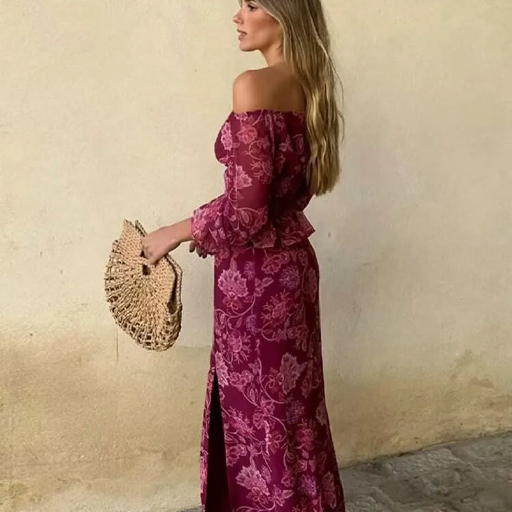 Autumn new fashionable women's clothing casual and elegant design retro European and American printing set