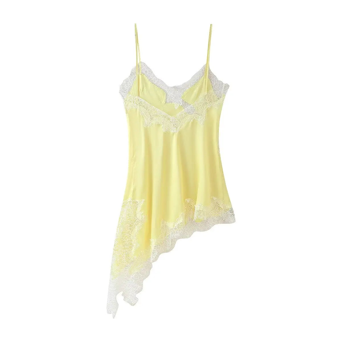 TRAFZA Sexy Chic Brown Lace Women Dress V Neck Cami Backless Party Dress Fashion 2025 Summer Fall Y2K Girl Evening Club Dress