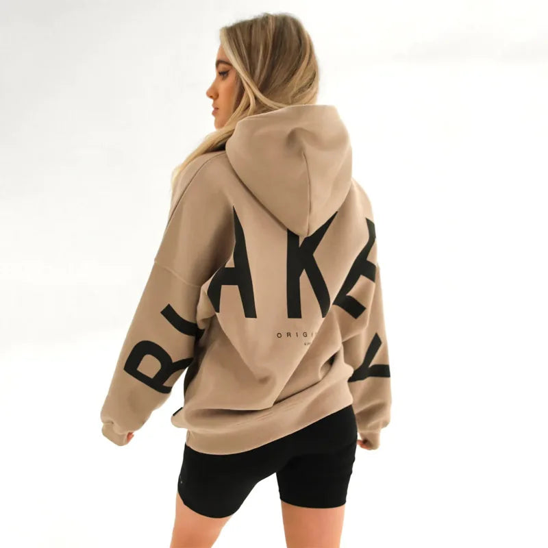 2025 New Women's Hoodie Autumn Winter Fashion Printed Thickened Versatile Long Sleeve Loose Women's Top
