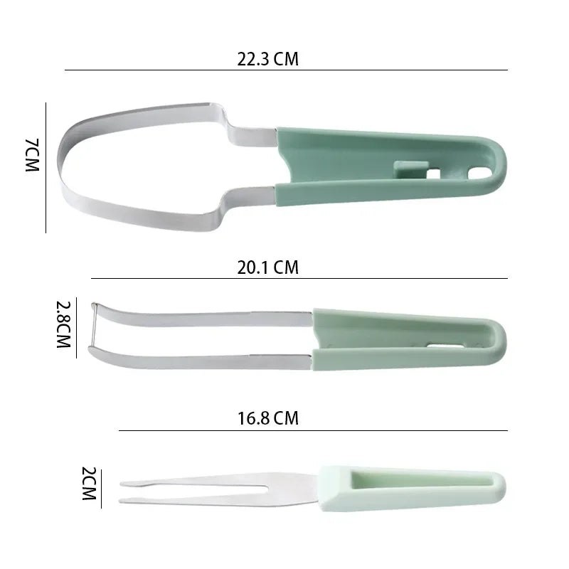 Watermelon Cutting Tool,Stainless Steel Fruit Watermelon Fork Slicer Cutter, Cutting Tool Fork Slicer Knife Set for Home Kitchen