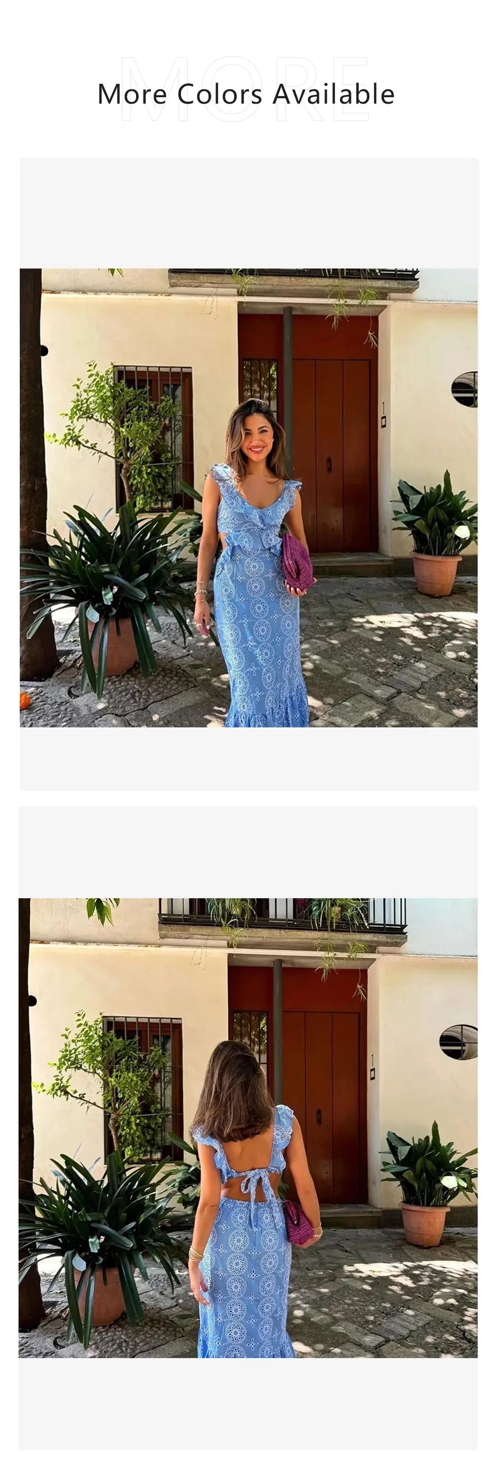 2024 ZAR4 Summer New Women's Clothing Style Fashion Heavy Industry All Cotton Embroidered Layered Decorative Midi Dress