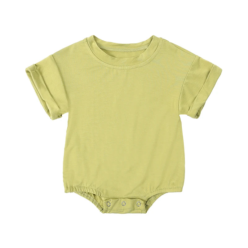 Summer Bamboo Fiber Baby Romper Solid Breathable Onesies 2025 Short Sleeve O-neck For Newborn Bodysuit Infant Jumpsuit Clothes