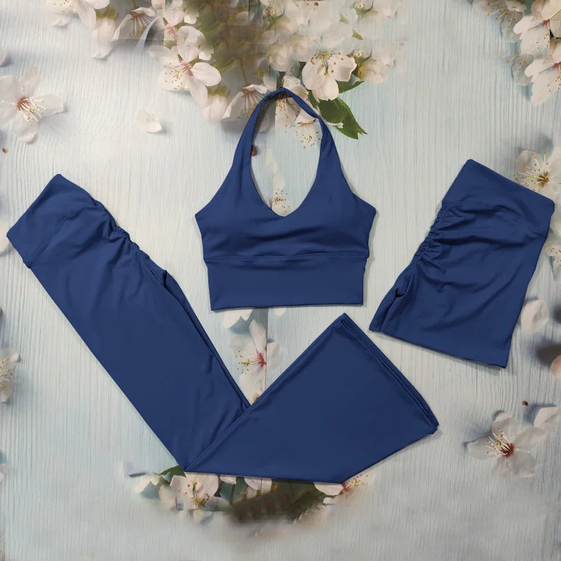 Scrunch Sports Suit Women's Yoga Set Gym Wear Sexy Sports Bras and Flared Leggings Sets Fitness Outfits Female Workout Clothes