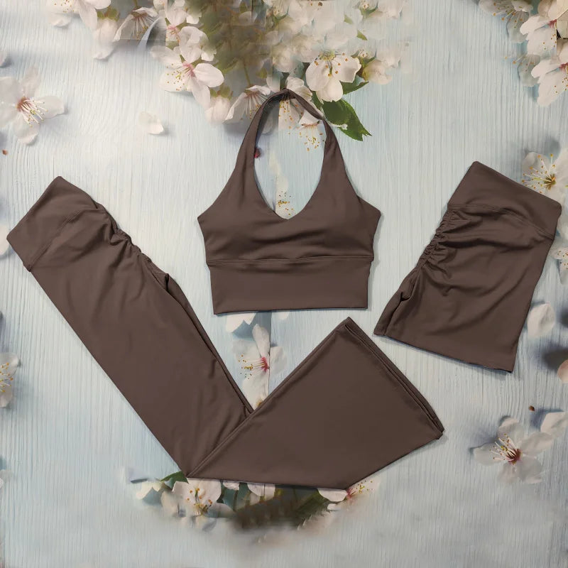 Scrunch Sports Suit Women's Yoga Set Gym Wear Sexy Sports Bras and Flared Leggings Sets Fitness Outfits Female Workout Clothes
