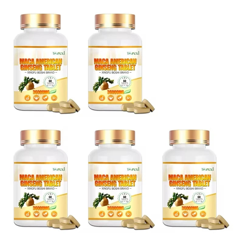Organic Maca Ginseng Tablets - Non-GMO Supports Reproductive Health Natural Energizer