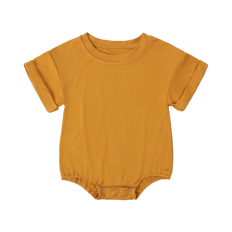 Summer Bamboo Fiber Baby Romper Solid Breathable Onesies 2025 Short Sleeve O-neck For Newborn Bodysuit Infant Jumpsuit Clothes