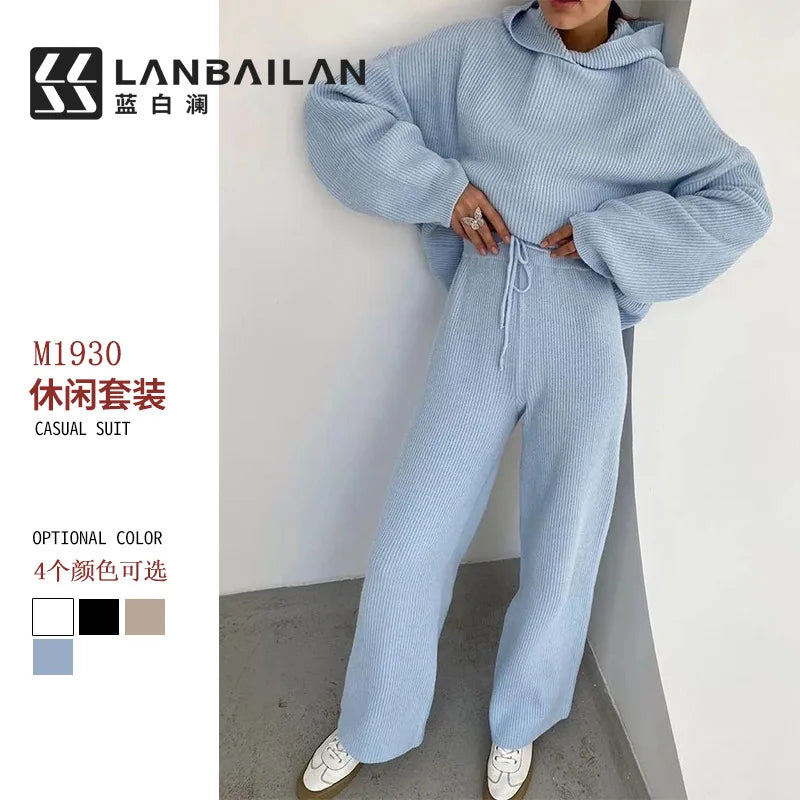 Autumn And Winter Women's New Fashion Sportswear Hoodie Set, Commuting Style Loose And Comfortable Casual Ladies Two-piece Set.