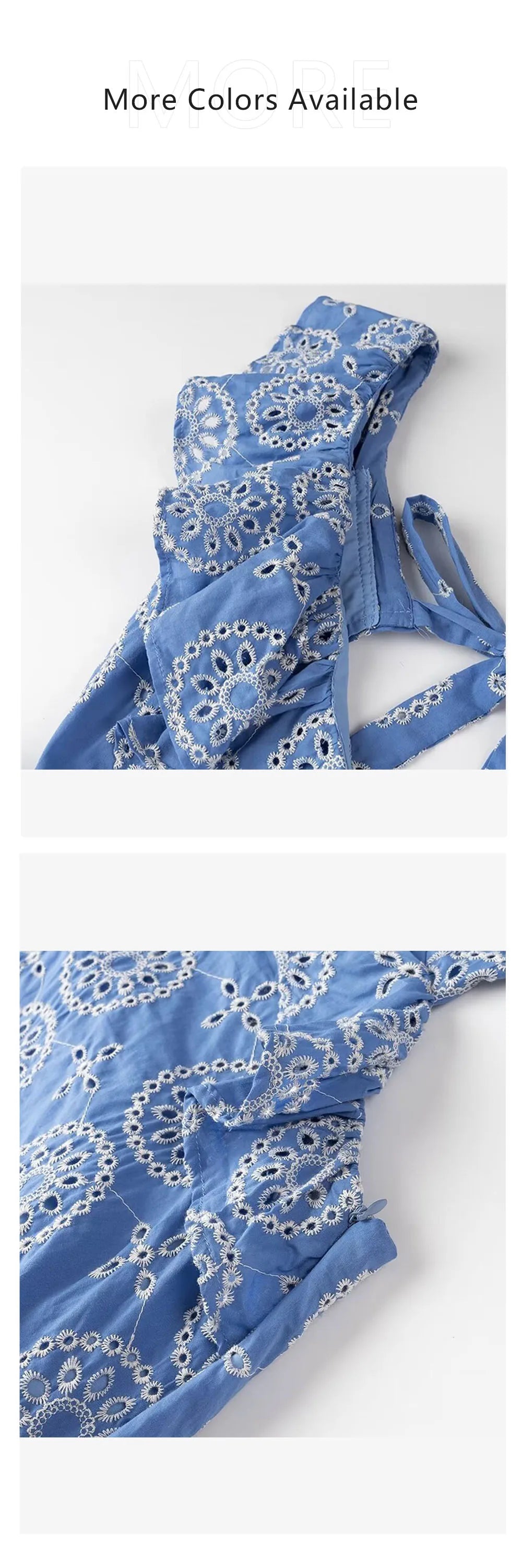 2024 ZAR4 Summer New Women's Clothing Style Fashion Heavy Industry All Cotton Embroidered Layered Decorative Midi Dress