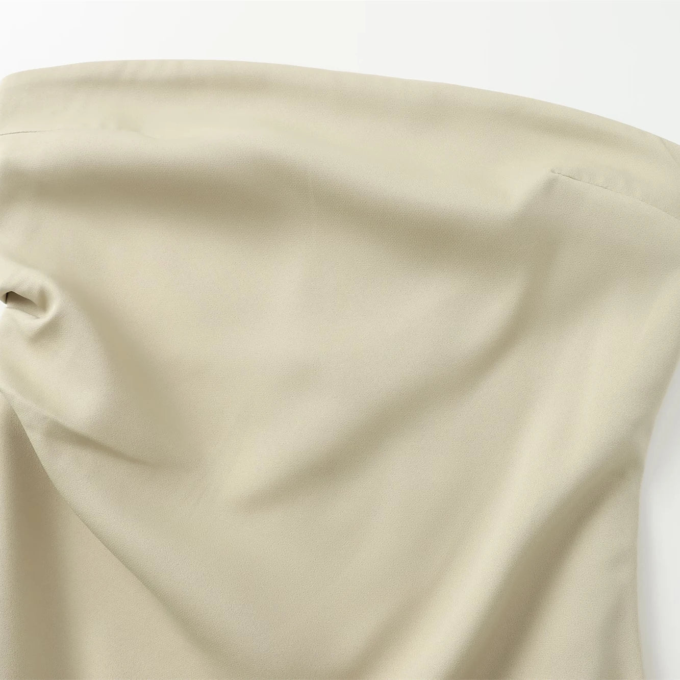 TRAF Women Fashion Summer New Sexy Split Back Zip Pleated Sleeveless Strapless Dress Chic Female French Elegant Evening