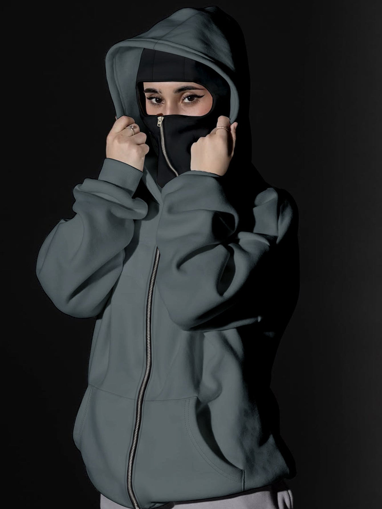 Women's fashion casual creative printed pattern s balaclava jacket and cuff drawstring s pants set, autumn and winter season items, Warm Suits For Women, Proper Winter Long Jacket Tracksuit For Women, Winter Suit For Women, W