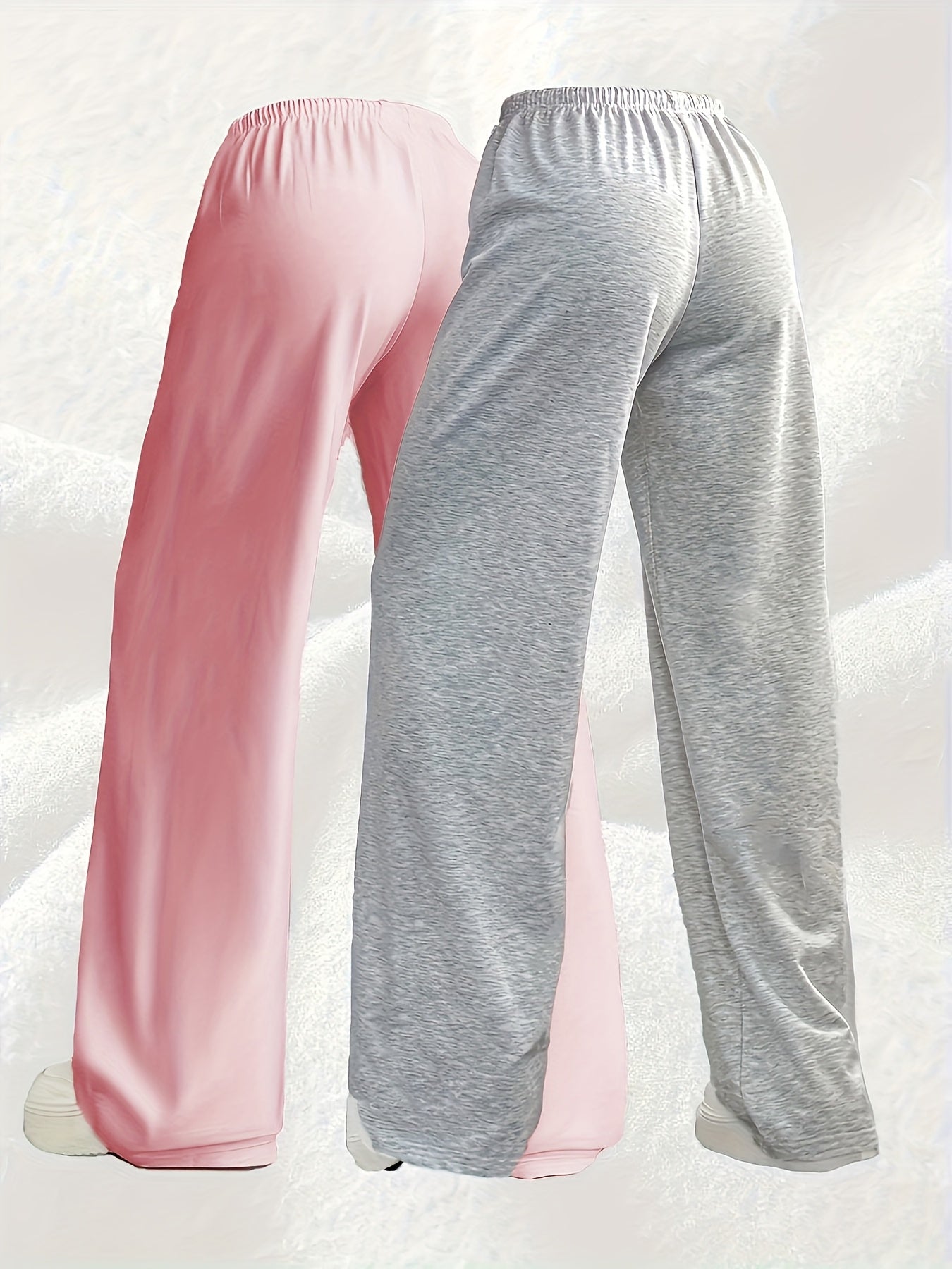 2pcs Women'S Casual Pants, Simple Drawstring Joggers for Spring/Summer/Autumn Wide-Leg Lounge Wear